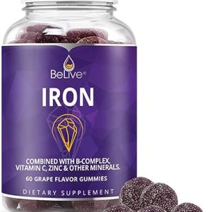 Iron Gummies Supplement with Vitamin C, A, Vitamins B Complex, Folate, Multivitamins for Women, Kids & Adults - Supports Energy, No After Taste,...