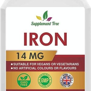 Iron Tablets High Strength 14mg | 365 Vegan Tablets (One Year Supply) | Contributes to The Reduction of Tiredness & Fatigue | Iron Supplements for...