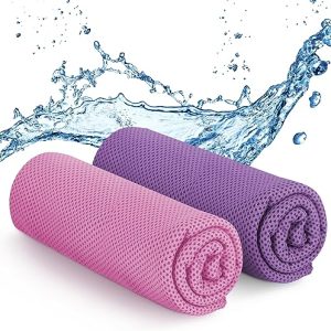 KAYMAN 2 Pack Cooling Ice Neck Towel Soft Breathable MicroFibre Removing Sweat & Quick Drying Ideal for Yoga, Gym, Camping, Running, Workout,...