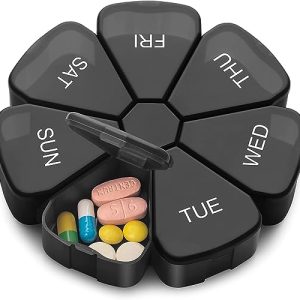 Large Weekly Pill Organizer, Compact Portable Pill Case Box 7 Day, Travel Friendly Quick Fill Medicine Organizer with Large Compartment for...