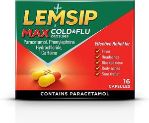 lemsip max cold flu capsules with paracetamol pack of 16