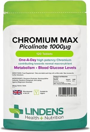 lindens chromium max 1000mcg picolinate 120 tablets detox metabolism