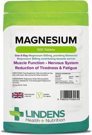 lindens magnesium tablets 500mg 500 tablets reduces tiredness and