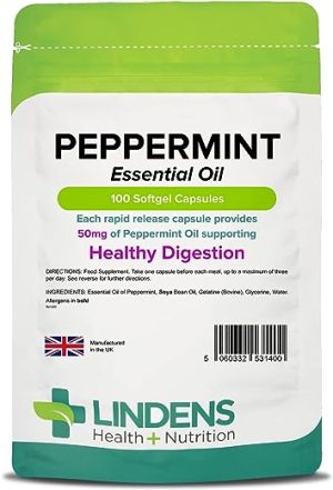 lindens peppermint oil 50mg capsules 100 pack essential oil of peppermint