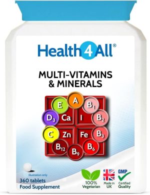 multivitamins minerals one a day 360 tablets 100 rda made by health4all