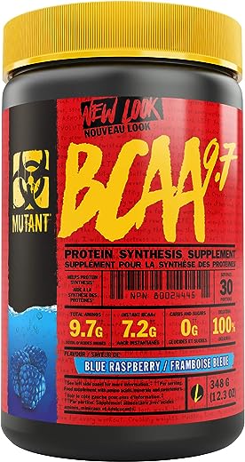 MUTANT BCAA 9.7 | Supplement BCAA Powder with Micronized Amino Acid and Electrolyte Support Stack | 348g (.77 lb) | Blue Raspberry