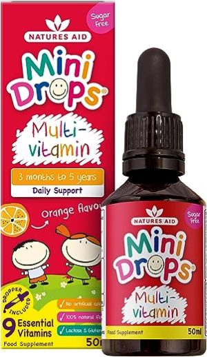 natures aid mini drops multi vitamin for infants and children sugar free 50 ml