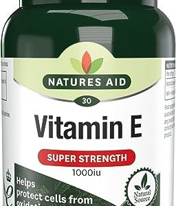 Natures Aid Vitamin E 1000iu, Natural Source, High Strength, 30 Softgel Capsules