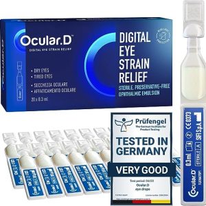 Ocular D Preservative Free Eye Drops - Dry Eye Relief Drops with Vitamin D - Relief from Digital Eye Strain Symptoms Such as Burning Sensation &...