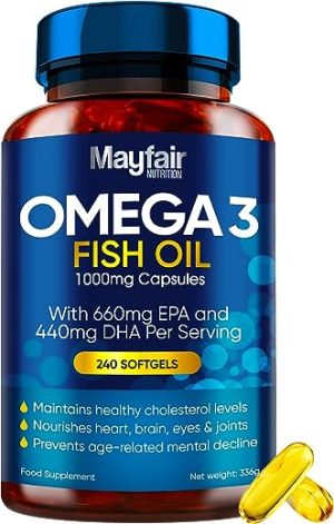 omega 3 1000mg capsules 240 fish oil tablets with 660mg epa 440mg dha per
