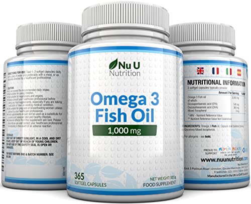omega 3 fish oil 1000mg 365 softgel capsules up to 12 month s supply 1 1