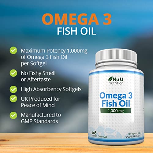 omega 3 fish oil 1000mg 365 softgel capsules up to 12 month s supply 1 3