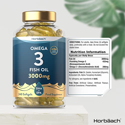 omega 3 fish oil 3000mg 240 capsules with epa amp dha fatty acids by 1