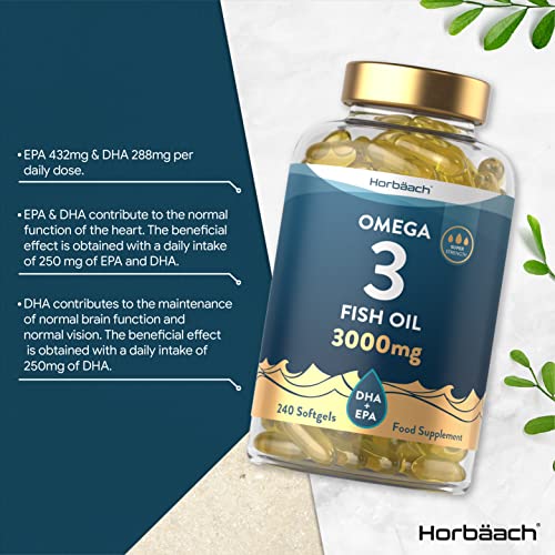 omega 3 fish oil 3000mg 240 capsules with epa amp dha fatty acids by