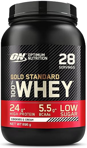 Optimum Nutrition Gold Standard 100% Whey Protein, Muscle Building Powder With Naturally Occurring Glutamine and BCAA Amino Acids, Cookies and...