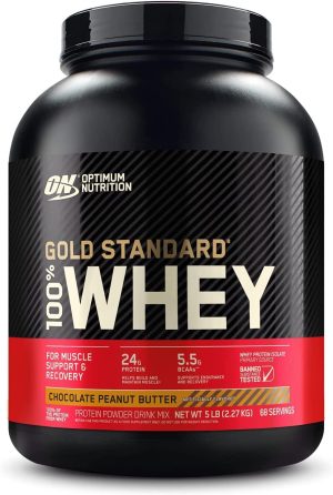 optimum nutrition gold standard whey protein muscle building powder with