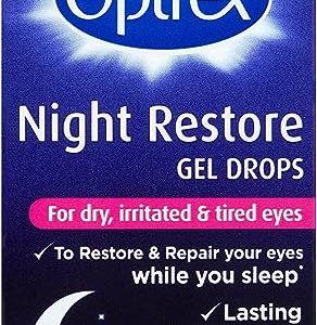 Optrex Night Restore Gel Drops, For Dry, Irritated & Tired Eyes, Lasting Protection From Discomfort, 10ml each, Preservative Free, Restores Eye...