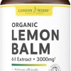 Organic Lemon Balm Extract - Powerful 6:1 Extract Equivalent to 3000mg Fresh Melissa Leaf - Pure Lemon Balm Capsules (not Tablets) - BioPlastic...