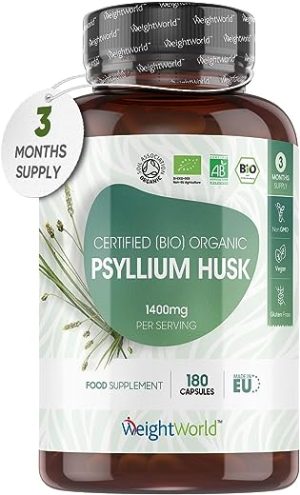 organic psyllium husk capsules 1400mg high strength prebiotic fibre