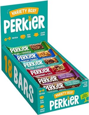 perkier variety box snack bars 18 pack vegan gluten free protein