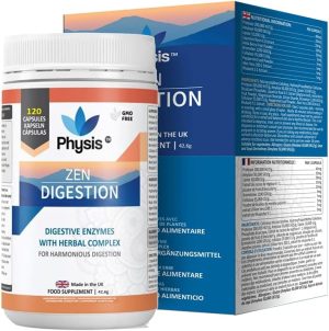 physis zen digestive enzymes with soothing herbal complex 120 capsules 60