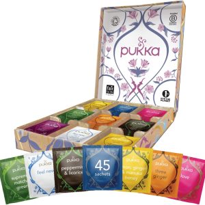 Pukka Herbs | Herbal Tea Selection Box | 9 Flavours | 45 Sachets | Organic Herbal Tea | Tea Collection | Green Tea | Chamomile Tea | Fennel Tea