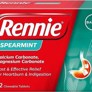Rennie Antacids, Spearmint Flavour, 72 Count (Pack of 1)