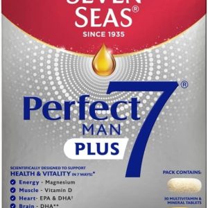 Seven Seas Perfect7 Man Plus Multivitamin, With 1000 mg Fish Oil, 60 High Strength Tablets, 250 mg EPA & DHA, Duo Pack: 30 Capsules + 30 Tablets