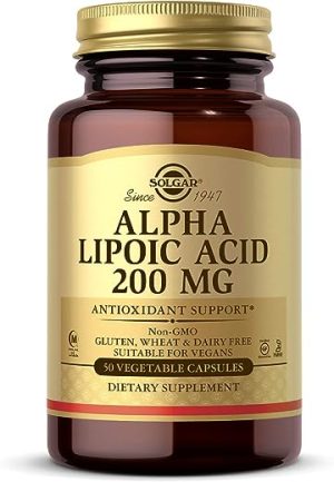 Solgar Alpha Lipoic Acid 200 mg Vegetable Capsules - Food Supplement, Pack of 50 - Antioxidants - Vegan, Gluten Free