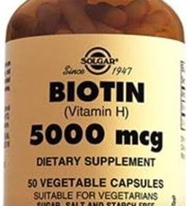 Solgar Biotin 5000 mcg Vegetable Capsules - High Strength Formula - Supports Hair Growth, Glowing Skin, Energy & Vitality - Health Supplement -...