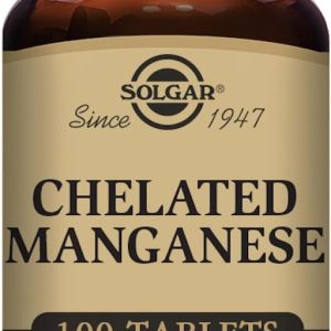 Solgar Chelated Manganese Tablets - Pack of 100 - For Strong Bones and Healthy Metabolism - Easy to Absorb - Vegan, Gluten Free and Kosher