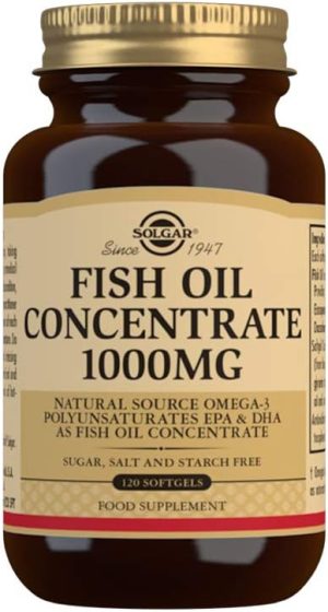 solgar fish oil concentrate 1000 mg softgels pack of 120 supports normal