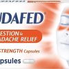 Sudafed Congestion & Headache Relief Max Strength Capsules, Targets Blocked Nose, Pressure, Heavy Head, Relieves Congestion and Headache with...
