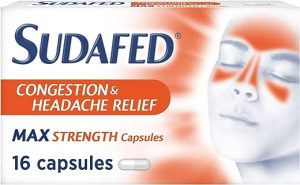 Sudafed Congestion & Headache Relief Max Strength Capsules, Targets Blocked Nose, Pressure, Heavy Head, Relieves Congestion and Headache with...