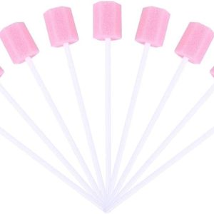 SUPVOX 30PCS Sponge Swab Disposable Medical Sponge Stick Tooth Mouth Cleaning Oral Care Tool (Pink)