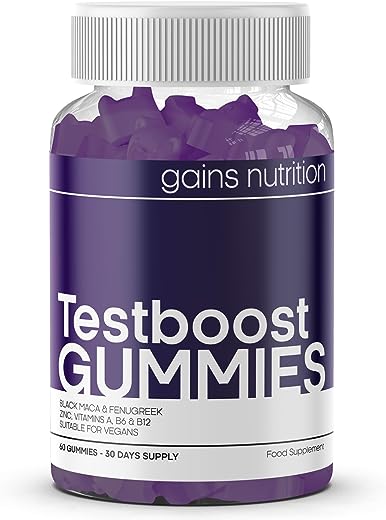 Testboost Gummies for Men - Natural Testosterone Supplement - Zinc and Magnesium Booster with Maca & Fenugreek - Natural Grape Flavoured, Suitable...