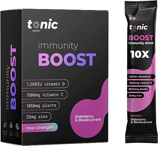 Tonic Health High Dose Immunity Supplement - Max Strength - Vitamin C, Vitamin D, Zinc. Plant Powered for Immune Recovery & Energy Boost - Vegan,...