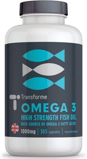 transforme omega 3 fish oil 1000mg 365 softgels pure high strength balanced