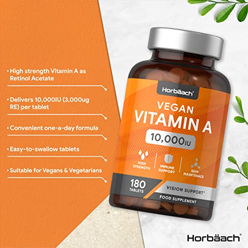 vitamin a supplement 10000iu 180 vegan tablets high strength immune 1 1