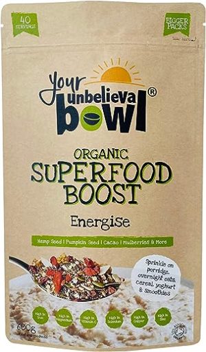 your unbelievabowl organic superfood boost energise 600g 40 servings
