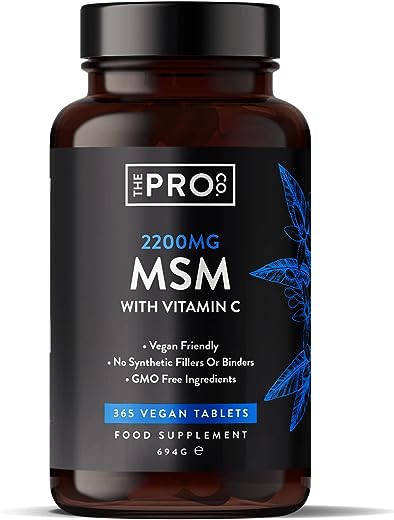 MSM Tablets 2200mg - 365 Vegan Tablets - for Improved Bone & Joint Health - MSM Supplement with 80g Vitamin C - for Normal Collagen Formation of...