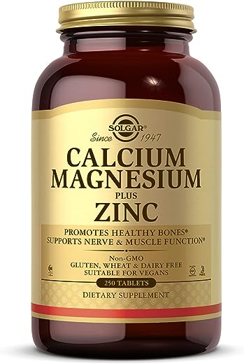 Solgar Calcium Magnesium Plus Zinc Tablets - Pack of 250 - Healthy Bones, Teeth & Muscles - Supports Health of Nervous System - Vegan