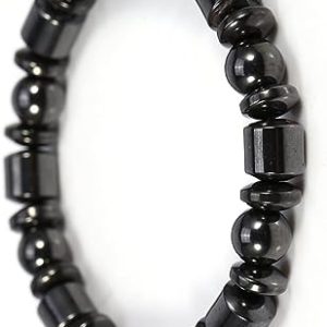 Unisex Beads Elastic Magnetic Bracelet Black Gallstone Magnetic Therapy Health Slimming Bracelet