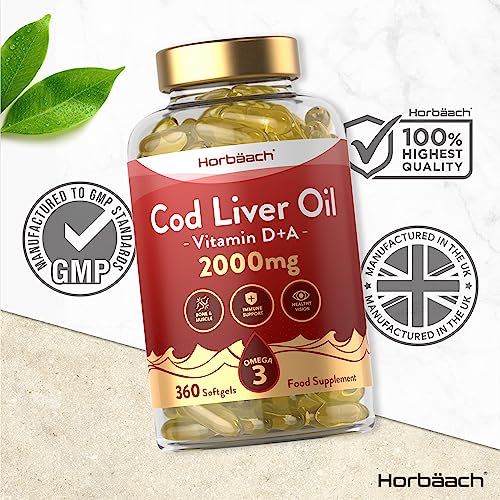 cod liver oil capsules 2000mg 360 count with high strength omega 3 1 4