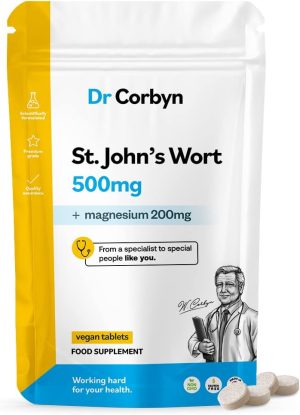 dr corbyn st johns wort 500mg 120 tablets maximum strength supplement