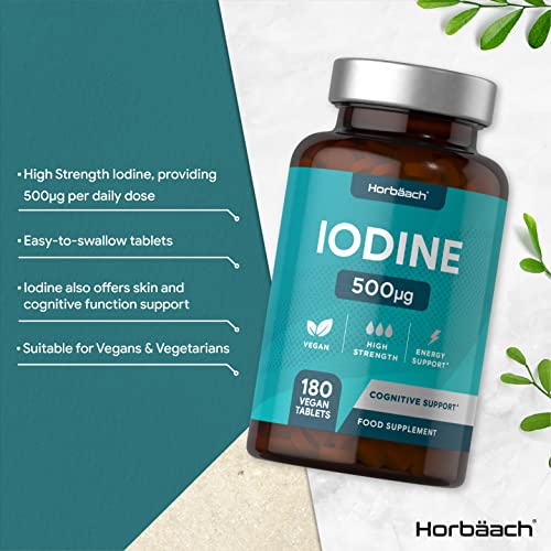 iodine tablets 500mcg 180 count cognitive and energy support high 1