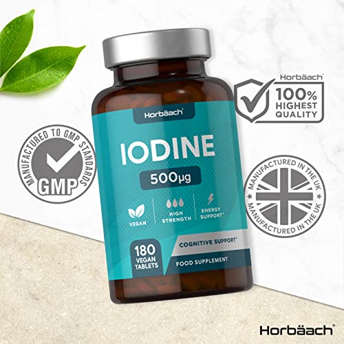 iodine tablets 500mcg 180 count cognitive and energy support high 4