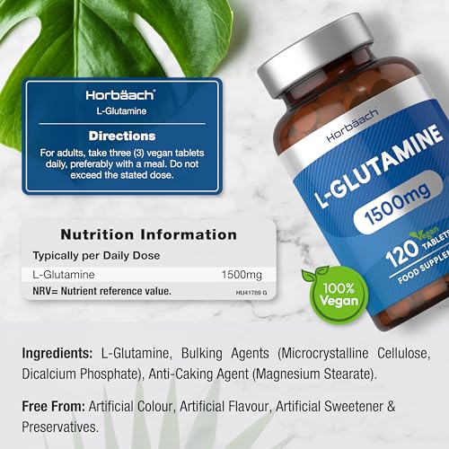 l glutamine tablets 1500mg 120 vegan tablets high strength pure amino 2