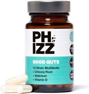 phizz good guts daily 12 strain multibiotic 10 billion cfu prebiotic