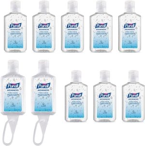 purell advanced hand sanitiser gel 30ml x 10 pack flip top bottle with 2